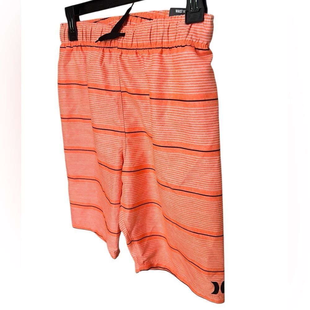 Hurley Boys’ Board Shorts Swim Trunks Size 14/16 Orange Striped NWT - Picture 2 of 5